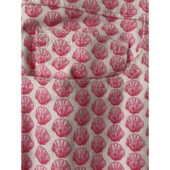 Vineyard Vines White Pink Sea Shell Cotton Pants Womens Zip Up Pockets Size 14 - Picture 3 of 10
